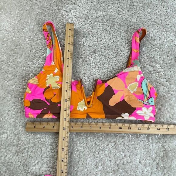 Aerie Floral Hi Cut Cheeky Bottom Scoop Top Swim Set Large NEW - Picture 9 of 10